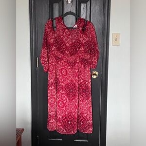 Knox Rose Burgundy Patterned Long Sleeve Dress